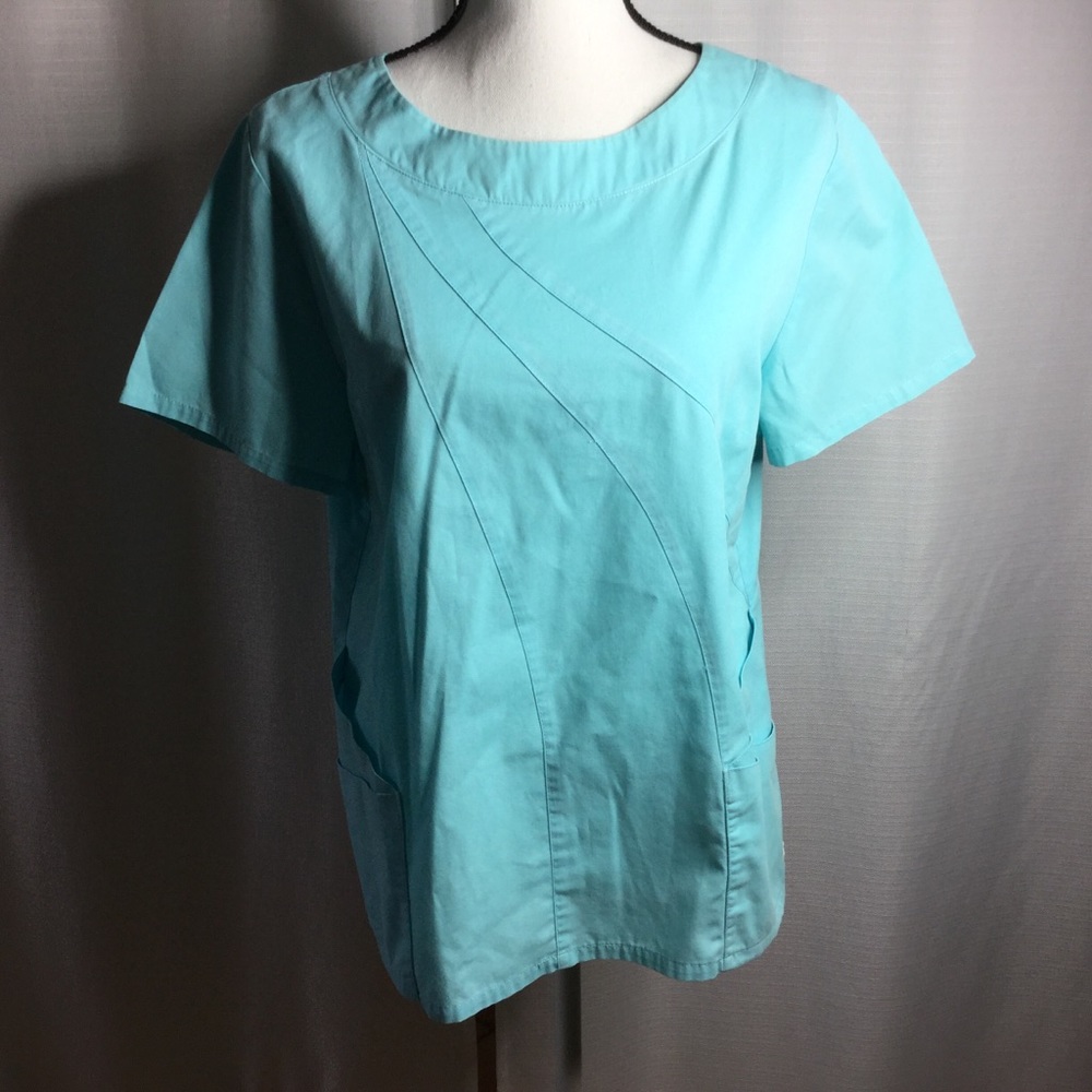 LIVE SWEET Urbane Light Blue Scrub Top Size L